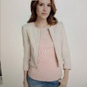 WHBM Buttery Soft Leather Cropped Jacket Size XS In Bone
